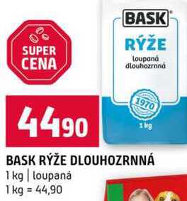 BASK RÝŽE loupaná dlouhozrnná loupaná 1 kg