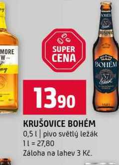 KRUŠOVICE BOHÉM 0,5l pivo světlý ležák