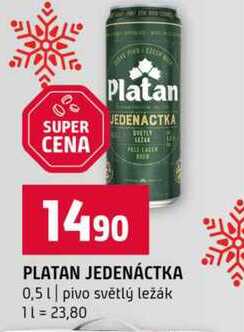 PLATAN JEDENÁCTKA 0,5l pivo světlý ležák