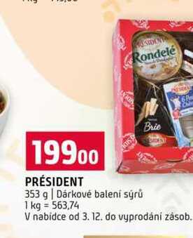 PRÉSIDENT 353 g Dárkové balení sýrů