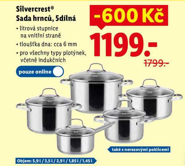 Silvercrest Sada hrnců, 5dílná