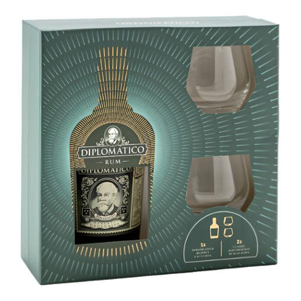 Diplomático Reserva Exclusiva (40%) + 2x sklenice (dárkové balení)