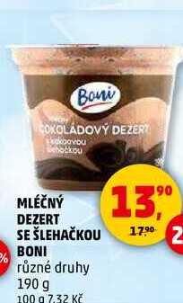 MLÉČNÝ DEZERT SE ŠLEHAČKOU BONI, 190 g 