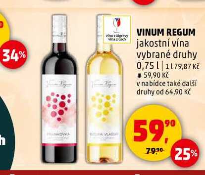 VINUM REGUM jakostní vína, 0,75 l