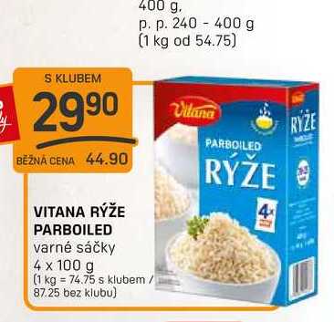 VITANA RÝŽE PARBOILED varné sáčky 4 x 100 g