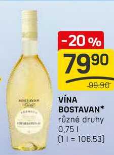 VÍNA BOSTAVAN různé druhy 0,75l