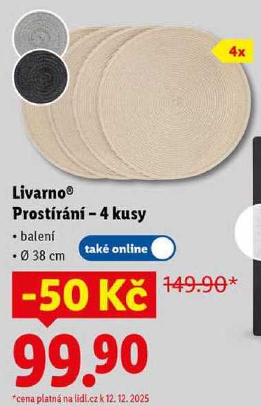 Livarno Prostírání - 4 kusy  