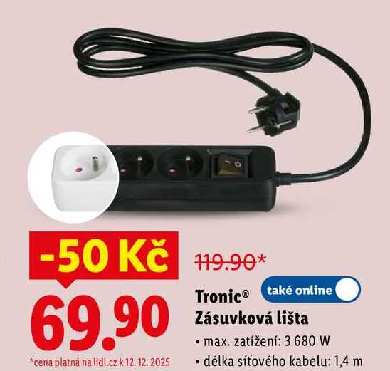 Tronic Zásuvková lišta 