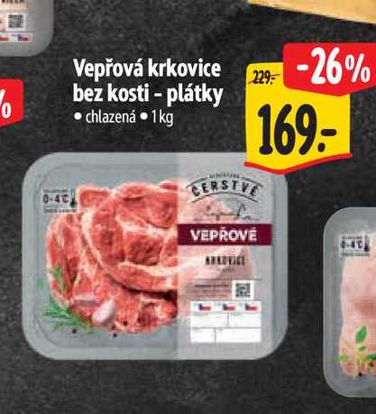 Vepřová krkovice bez kosti - plátky  1 kg