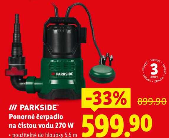 Ponorné čerpadlo na čistou vodu 270 W