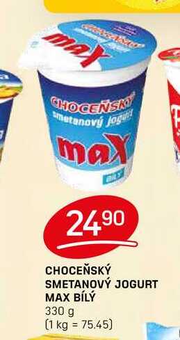 CHOCEŇSKÝ SMETANOVÝ JOGURT MAX BÍLÝ 330 g 