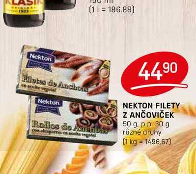 NEKTON FILETY Z ANČOVIČEK 50 g. p.p. 30 g různé druhy 
