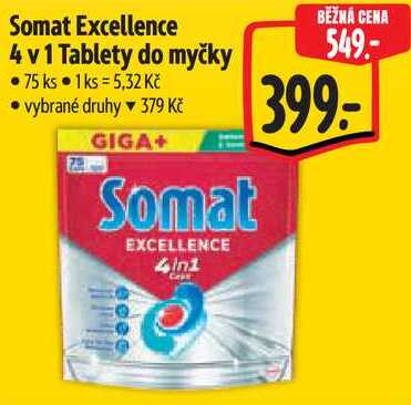 Somat Excellence 4 v 1 Tablety do myčky, 75 ks 