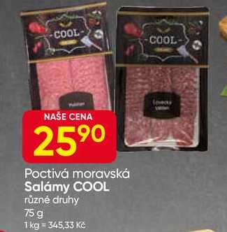 Poctivá moravská Salámy COOL různé druhy 75 g 