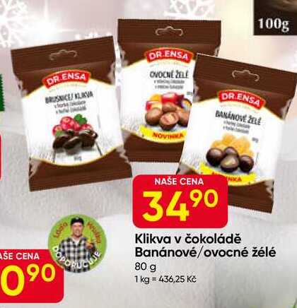 DR.ENSA Klikva v čokoládě Banánové/ovocné žélé 80 g 
