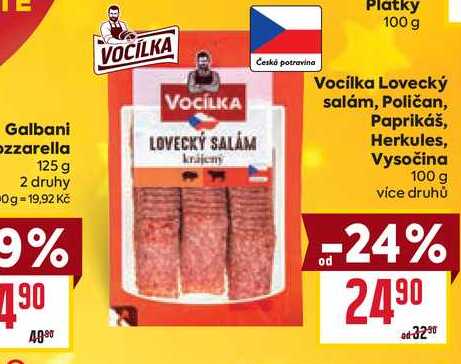Vocilka Lovecký salám, Poličan, Paprikáš, Herkules, Vysočina 100g