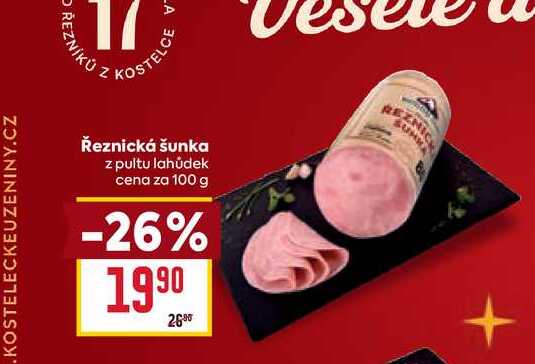 Řeznická šunka z pultu lahůdek cena za 100g