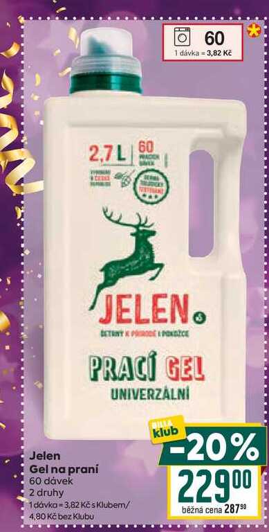 Jelen Gel na praní 60 dávek 2 druhy 