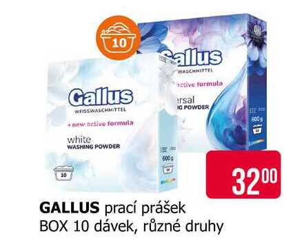 GALLUS prací prášek BOX 10 dávek, různé druhy 