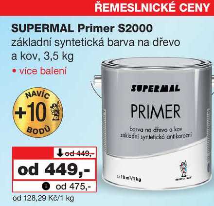 SUPERMAL Primer S2000 základní syntetická barva na dřevo a kov, 3,5 kg 