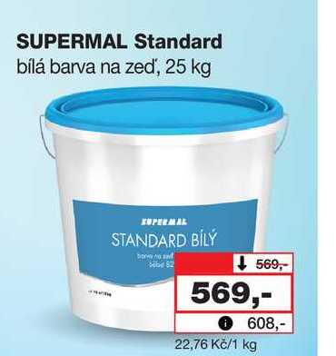 SUPERMAL Standard bílá barva na zeď, 25 kg