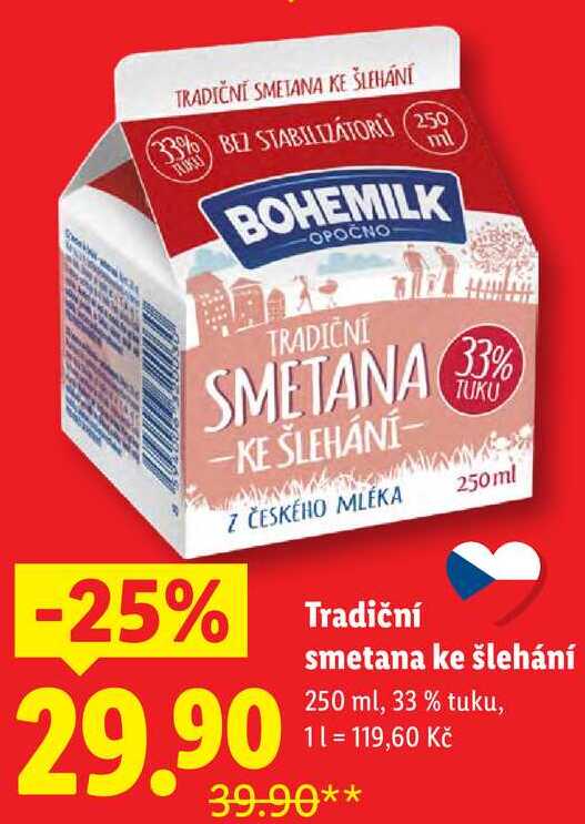 Tradiční smetana ke šlehání, 250 ml v akci