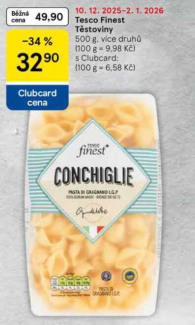 Tesco Finest Těstoviny, 500 g, více druhů  