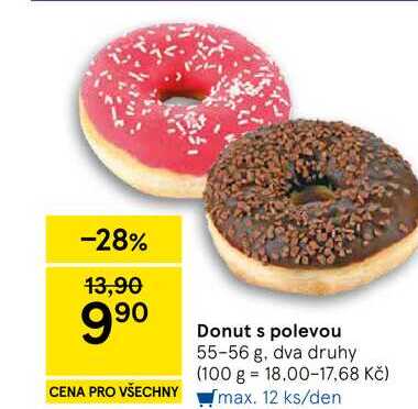 Donut s polevou, 55-56 g, dva druhy 