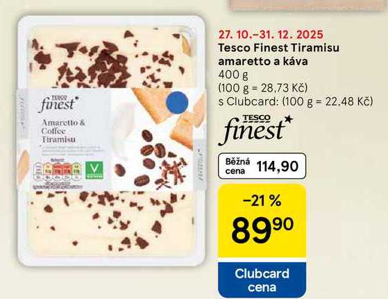 Tesco Finest Tiramisu amaretto a káva, 400 g  