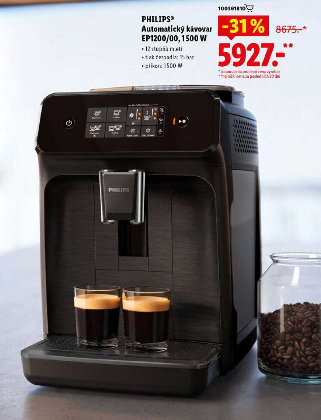 PHILIPS Automatický kávovar EP1200/00, 1500 W