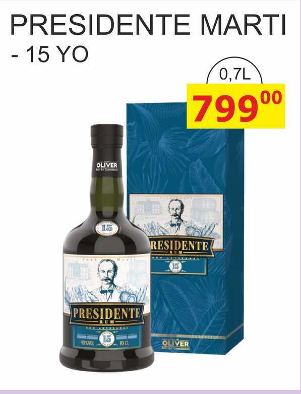 PRESIDENTE MARTI - 15 YO OLIVER 0,7L 