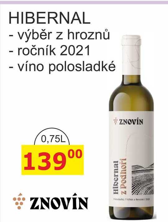 ZNOVÍN ZNOJMO HIBERNAL, výběr z hroznů ročník 2021