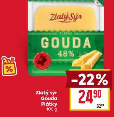 Zlatý sýr Gouda Plátky 100 g 