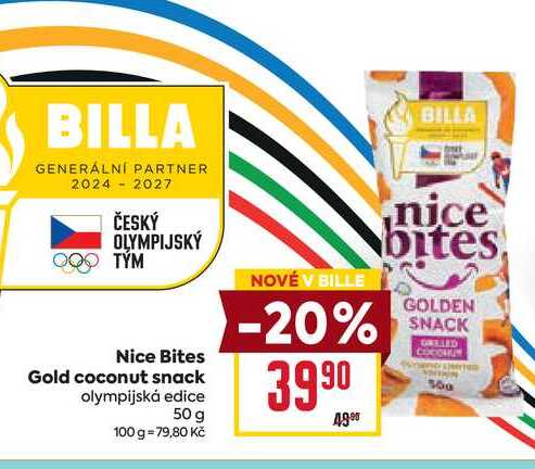 Nice Bites Gold coconut snack olympijská edice 50 g