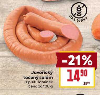 Javořický točený salám z pultu lahůdek cena za 100 g