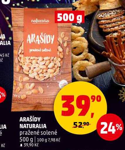 ARAŠÍDY NATURALIA pražené solené, 500 g