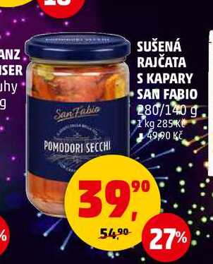 SUŠENÁ RAJČATA S KAPARY SAN FABIO, 280 g