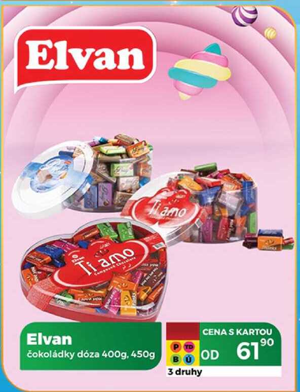 Elvan čokoládky dóza 400g, 450g  