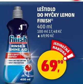 LEŠTIDLO DO MYČKY LEMON FINISH, 400 ml 