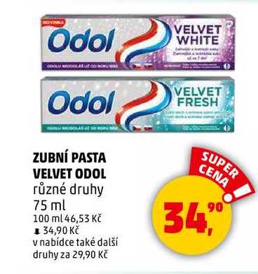 ZUBNÍ PASTA VELVET ODOL, 75 ml 