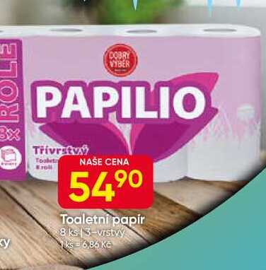 PAPILIO Toaletní papír 8 ks 3-vrstvý