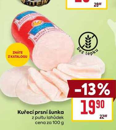 Kuřecí prsní šunka z pultu lahůdek cena za 100 g