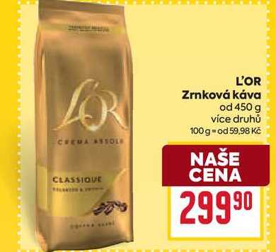 L'OR Zrnková káva od 450 g