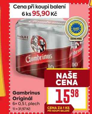 Gambrinus Originál 6x 0,51, plech 