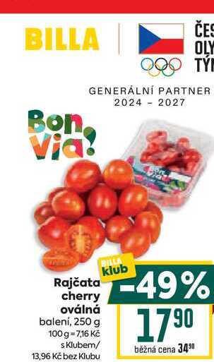 Rajčata cherry oválná balení, 250 g 