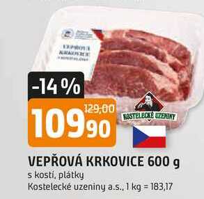 VEPŘOVÁ KRKOVICE 600 g s kostí, plátky 