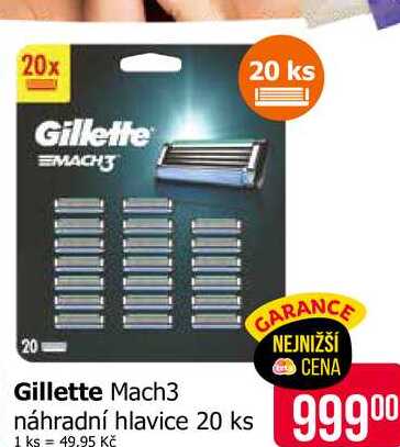 Gillette Mach3 náhradní hlavice 20 ks 