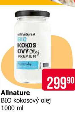 Allnature BIO kokosový olej 1000 ml 