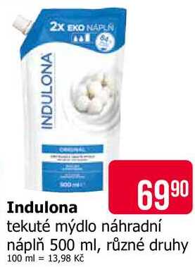 Indulona tekuté mýdlo náhradní náplň 500 ml, různé druhy