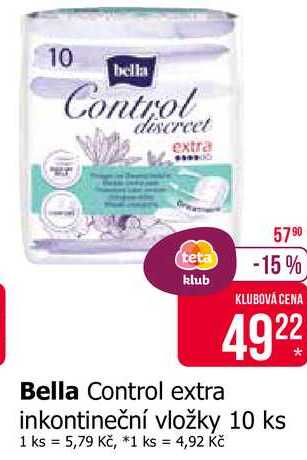 Bella Control extra inkontineční vložky 10 ks